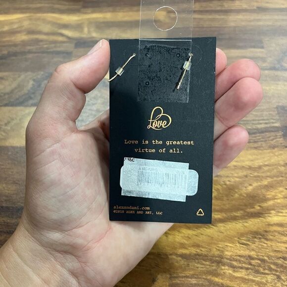 Alex & Ani Gold LOVE Heart Dangle Earrings NEW - Picture 2 of 2